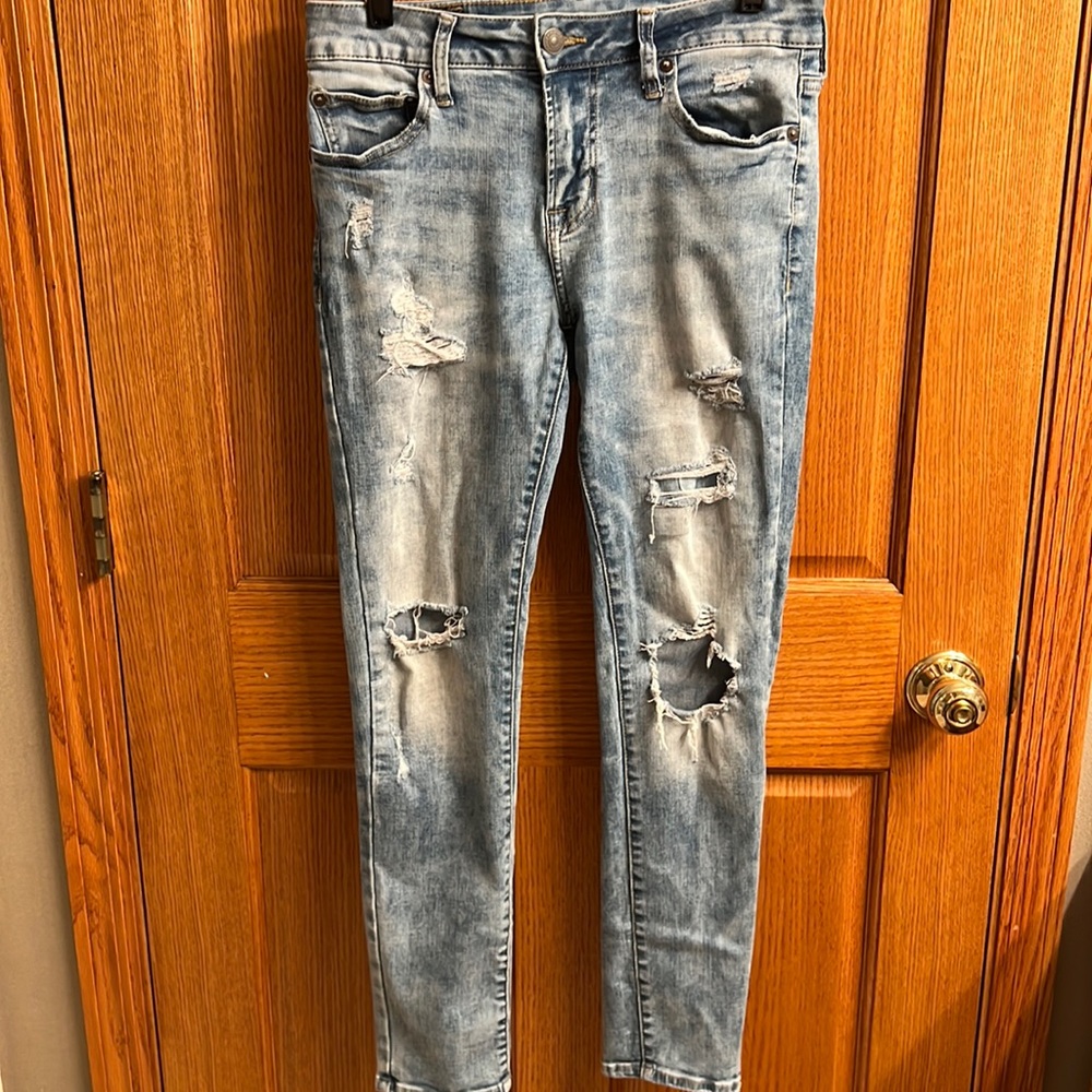 American Eagle Light Blue Ripped Skinny Jeans
